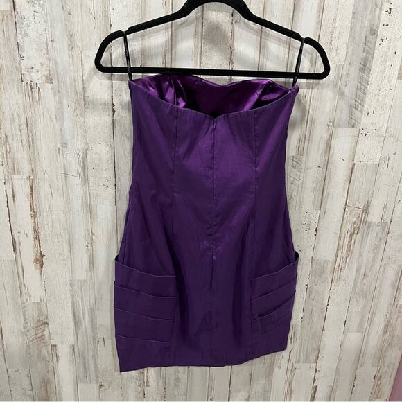 Jessica McClintock Purple Cocktail Mini Formal Dress Y2K Prom Strapless - Picture 6 of 9